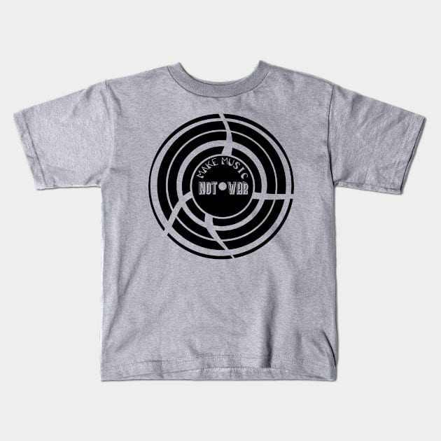 Make Music Not War (Black) Kids T-Shirt by Graograman